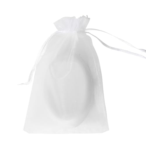 100PCS White Organza Bags, 4x6 Inch Small Mesh Bags Drawstring, Jewelry Gift Bags for Easter, Party, Festival, Bathroom Soaps, Makeup